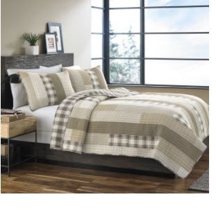 Photo 1 of Eddie Bauer Fairview Cotton Quilt Set, Full/Queen, Sand
