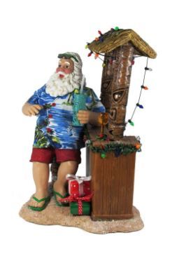 Photo 1 of Kurt Adler 11-Inch Fabriché™ Beach Santa Sitting At Tiki Bar
