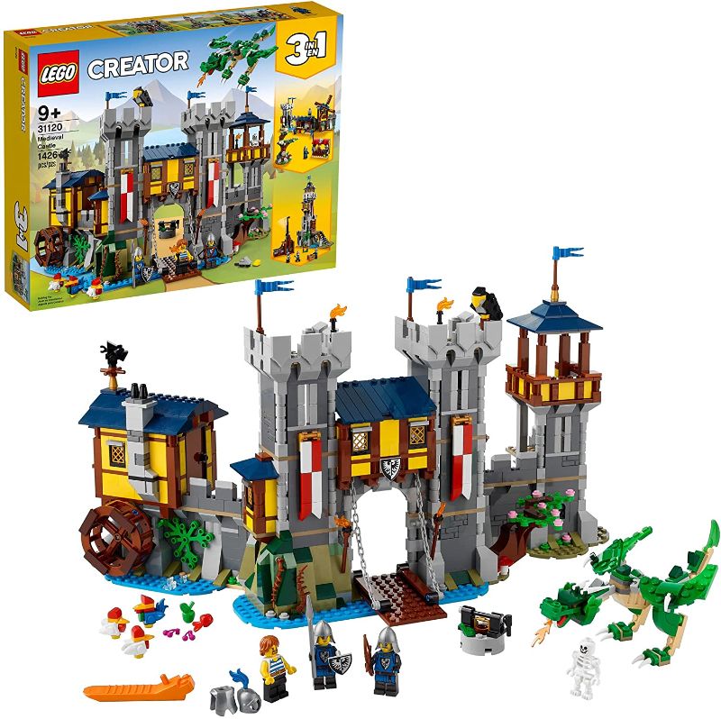 Photo 1 of LEGO Creator 3in1 Medieval Castle 31120 Building Kit; Castle with Moat and Drawbridge, Plus 3 Minifigures; New 2021 (1,426 Pieces)
