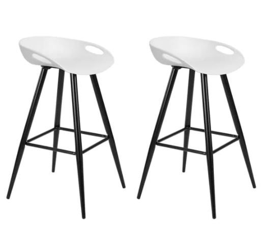 Photo 1 of Fiyan Bar & Counter Stool (Set of 2) White Black Leg
