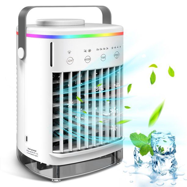 Photo 1 of HailiCare Mini Portable Air Conditioner, Air Cooler 4 Speeds and 7 Color LED Light for Home Bedroom Office
