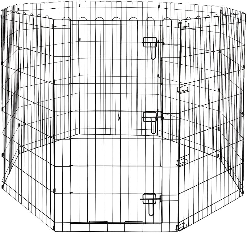 Photo 1 of Amazon Basics Foldable Metal Dog and Pet Exercise Playpen, XS to L Size, With Door
