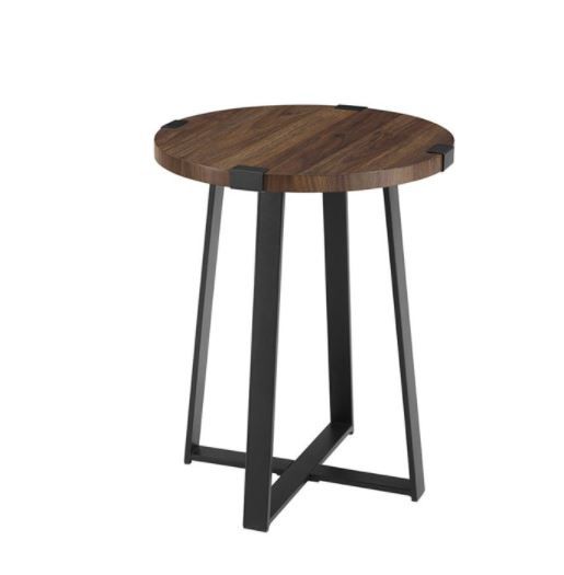 Photo 1 of 18" Metal Wrap Round Side Table - Dark Walnut
