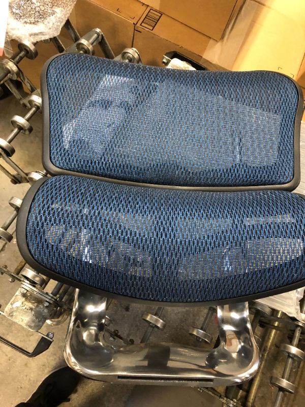 Photo 6 of Ergohuman Eurotech Mesh Chair - 18.1A 22.9" Seat Height - High-Back Chair with Headrest - Blue - Blue
