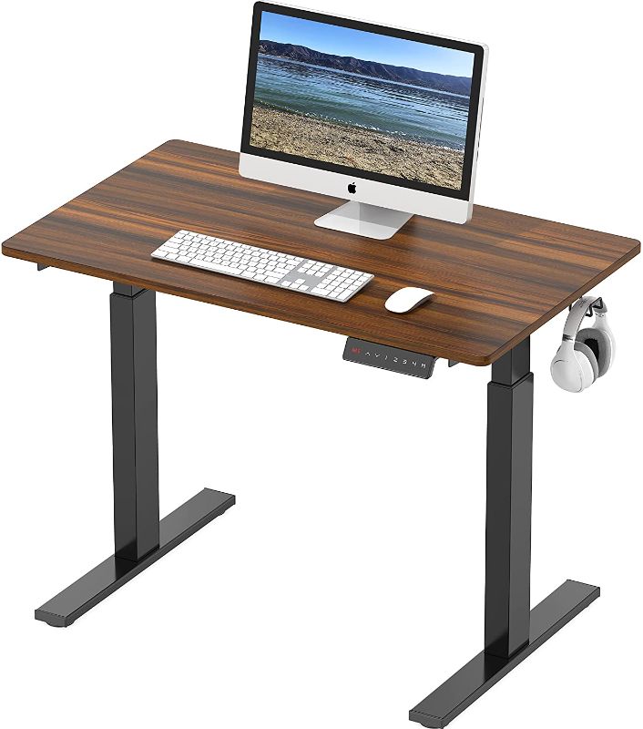 Photo 1 of SHW Electric Height Adjustable Standing Desk, 40 x 24 Inches, Walnut
