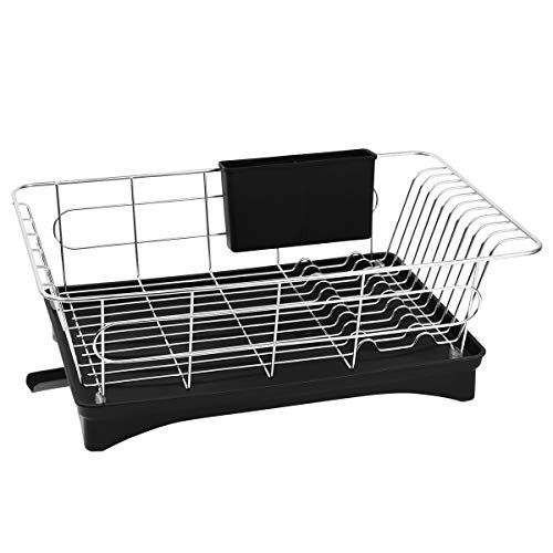 Photo 1 of BESTONZON Dish Drying Rack - Premium 304 Stainless Steel Dish Drainer with Removable Cutlery Holder and Drainboard with Adjustable Swivel Spout
