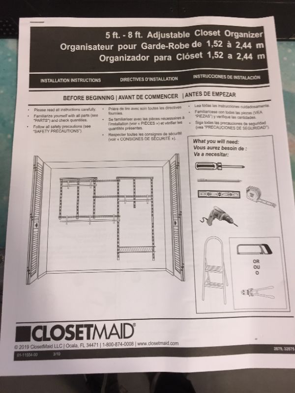 Photo 2 of ClosetMaid 22875 ShelfTrack 5ft. to 8ft. Adjustable Closet Organizer Kit, White
