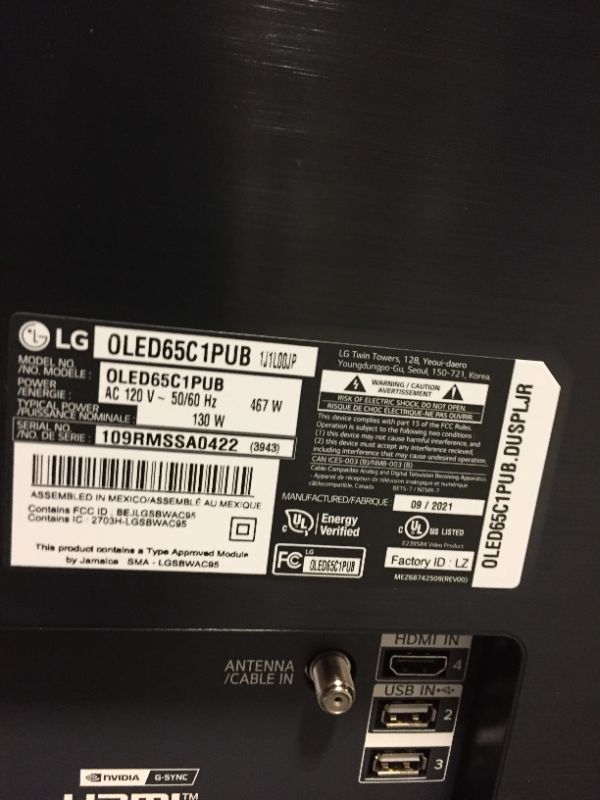 Photo 5 of LG OLED C1 Series 65” Alexa Built-in 4k Smart TV (3840 x 2160), 120Hz Refresh Rate, AI-Powered 4K, Dolby Cinema, WiSA Ready, Gaming Mode (OLED65C1PUB, 2021) --BRAND NEW OPENED FOR PICTURES ---
