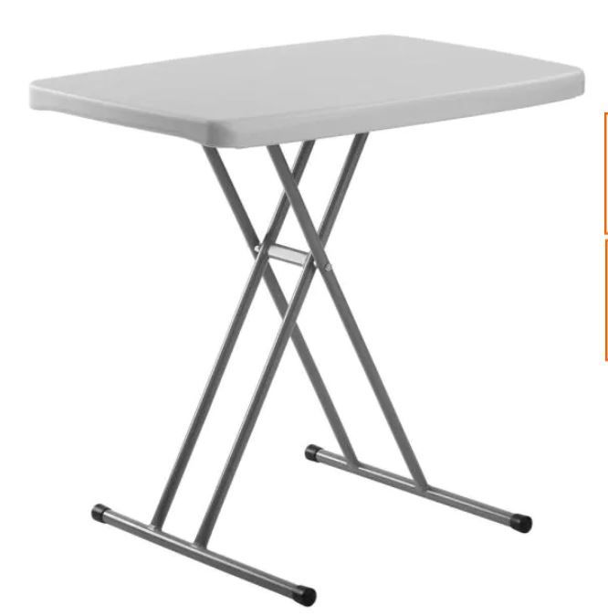Photo 1 of 20 in. W x 30 in. D Speckled Grey High-Density Polyethylene (HDPE) Top Height Adjustable Personal Folding Table
