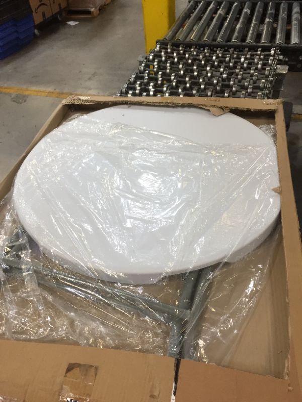 Photo 3 of Flash Furniture Round Granite Plastic Folding Table White