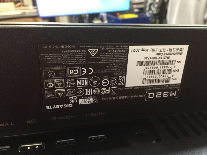 Photo 6 of GIGABYTE M32Q 32" 165Hz Gaming Monitor, 2560 x 1440 SS IPS Display, 0.8ms (MPRT) Response Time, 9?4% DCI-P3, VESA Display HDR400, FreeSync Premium, 1x Display Port 1.2, 2X HDMI 2.0

