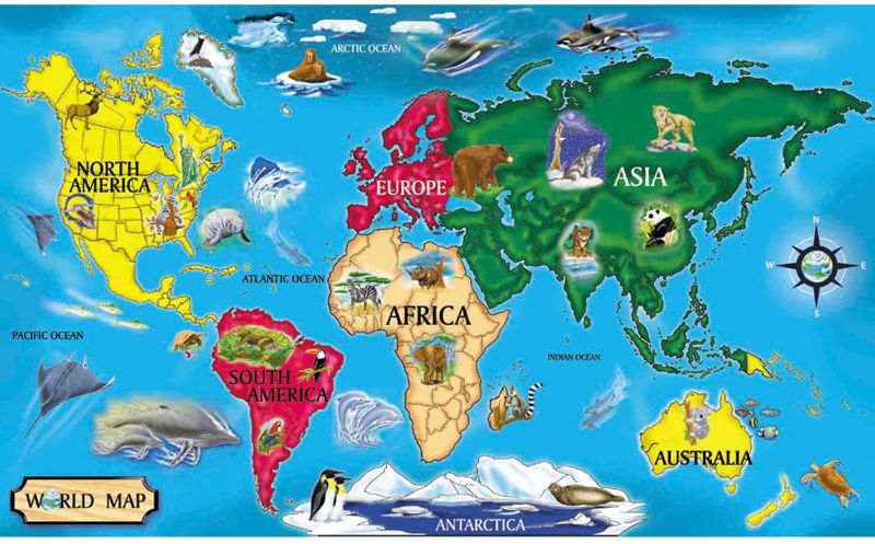 Photo 1 of Melissa & Doug World Map Jumbo Jigsaw Floor Puzzle (33 pcs, 2 x 3 feet)
