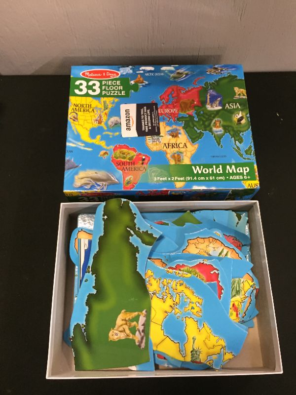 Photo 2 of Melissa & Doug World Map Jumbo Jigsaw Floor Puzzle (33 pcs, 2 x 3 feet)
