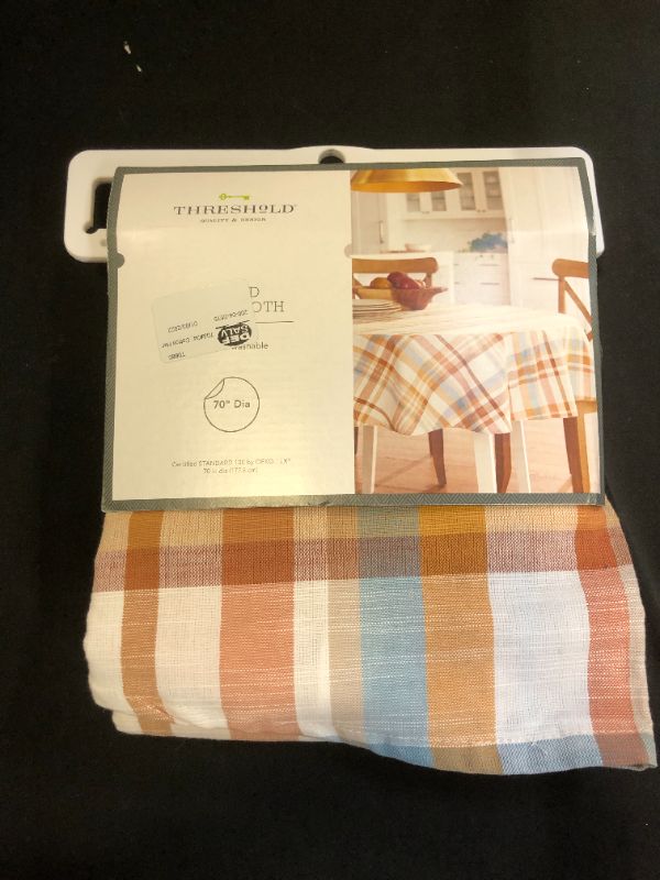 Photo 2 of 70" Cotton Harvest Plaid Round Tablecloth - Threshold™
