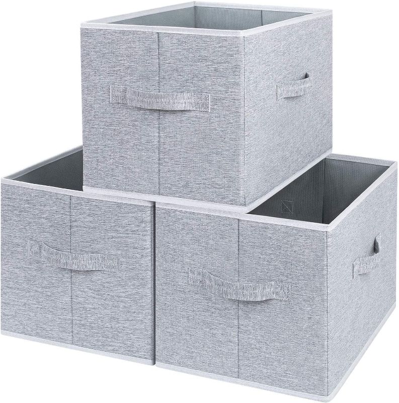 Photo 1 of 
DIMJ Storage Bins, Fabric Storage Basket for Shelves, Foldable Rectangular Closet Storage Organizer Bins, ( Gray, 3 Pack )
