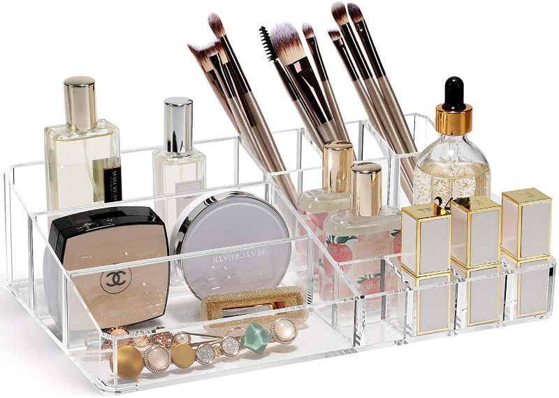 Photo 1 of 
Syntus Makeup Organizer, Clear Plastic Vanity Cosmetic Palette Storage Box Acrylic Makeup Display Holder for Makeup Brushes, Lipsticks, Jewelry