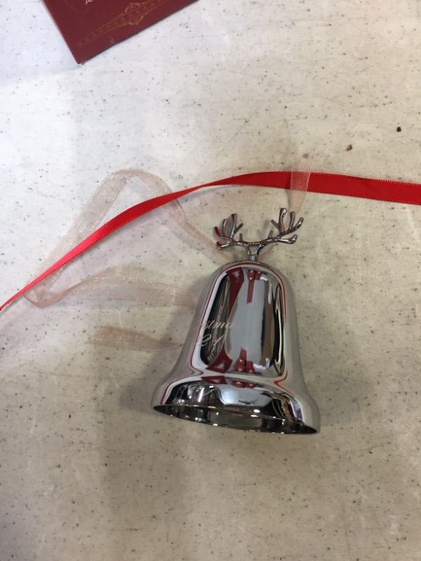 Photo 2 of 2021 Annual Christmas Bell,Silver Bell Ornament for Christmas Decorations, Bell Ornament for Christmas Anniversary,Red Ribbon & Gift Box