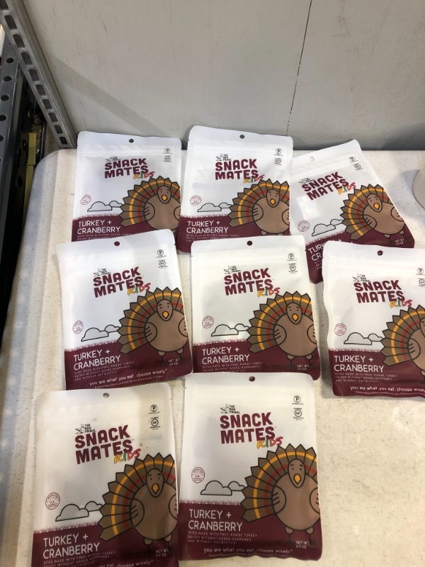 Photo 2 of ?Snack Mates by the New Primal Turkey & Cranberry Bites, High Protein and Low Sugar Kids Snack, Bite-Sized, Certified Paleo, Certified Gluten Free,
exp 12/15/2021