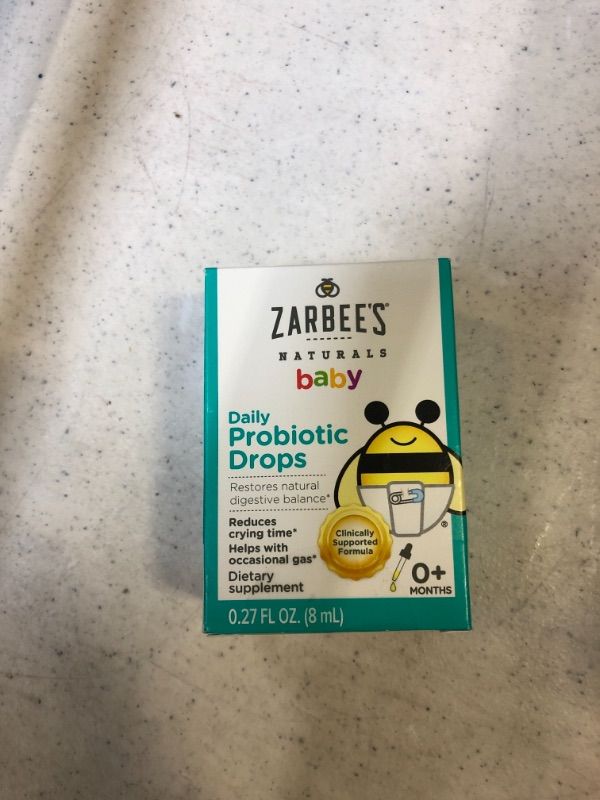 Photo 2 of Zarbee's Naturals Baby Daily Probiotic Drops, 0.27 Ounces
exp 01/2022 (factory sealed)