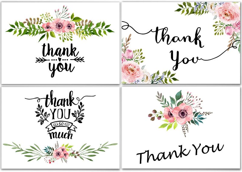 Photo 1 of 100 Thank You Cards Wedding - Bulk Thank You Cards, Baby Shower Thank You Cards, Blank Cards with Envelopes, Thank you Notes, Bridal Shower, Baptism, Gift Cards, Graduation, Sympathy, Business, Floral