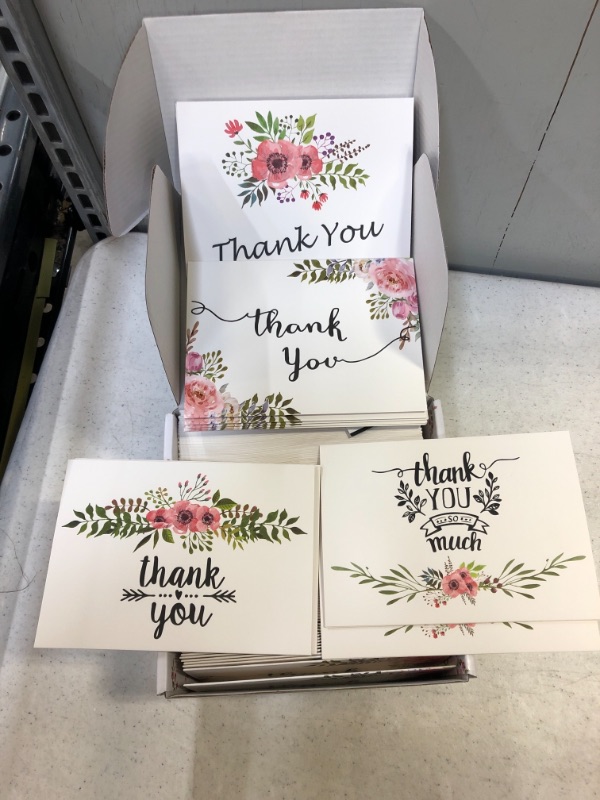 Photo 3 of 100 Thank You Cards Wedding - Bulk Thank You Cards, Baby Shower Thank You Cards, Blank Cards with Envelopes, Thank you Notes, Bridal Shower, Baptism, Gift Cards, Graduation, Sympathy, Business, Floral