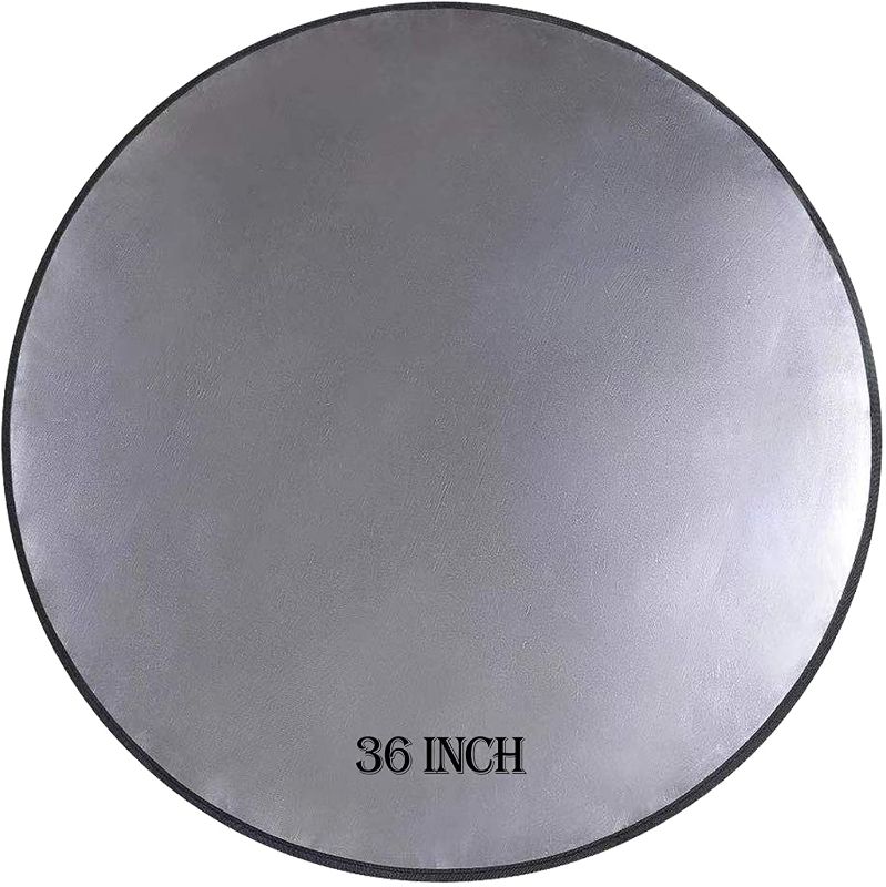 Photo 1 of 36'' Round Silver Fire Pit Mat ,2 Layers Heat Resistant Stove Grill Mat,Outdoor Fireproof Mat,Al Foil Fire Pit Pad,Fiberglass High Temp Mat for Grass Protector,Ground,Patio,Deck Defender,Lawn,BBQ
