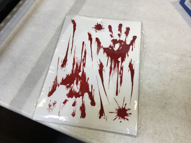 Photo 2 of 172PCS Scary Halloween Bloody Handprint Footprint Decals Decoration for Window Wall Door Floor Bathroom Decor, Halloween Haunted House Horror Window Stickers Props Supplies
