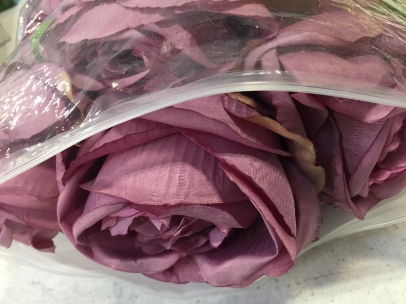 Photo 3 of Yatong Artificial Flowers 2 Bundles Silk Rose with 18 Heads Flowers for Wedding Decoration Bridal Bouquets Home Garden Party(Purple)
