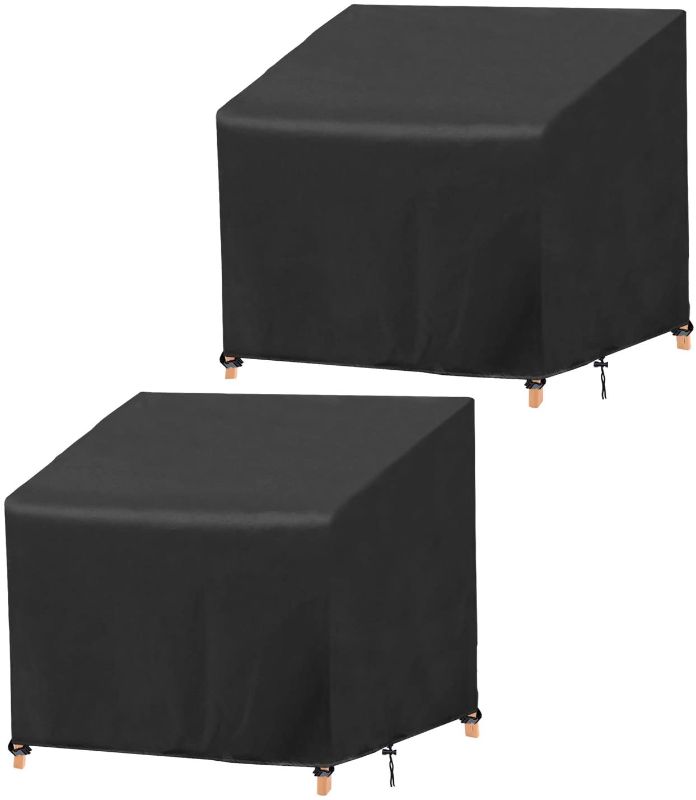 Photo 1 of YuYo Patio Chair Covers, Waterproof Outdoor Chair Covers, Patio Deep Seat Lounge Chair Cover, Heavy Duty 420D Oxford Patio Stacking Chair Cover, 38''Lx31''Dx29''H, Black, 2 Pack
