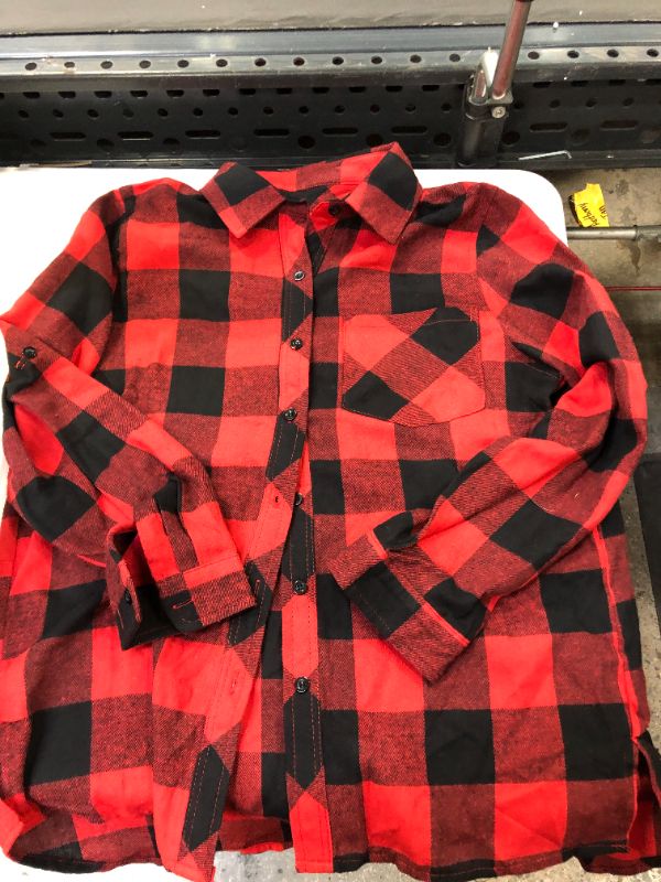 Photo 2 of Generic Brand plaid long sleeve polo shirt red/black Size S