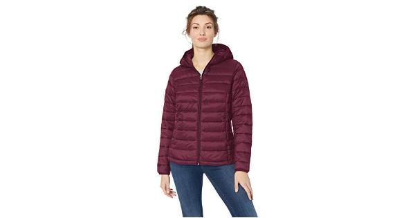 Photo 1 of Essentials Women's Lightweight Water-Resistant Packable Hooded Puffer 
Size: Large