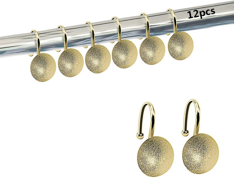 Photo 1 of 
Jua Shower Curtain Hooks Rings Set of 12 Metal Rustproof Shower Hooks Gold Curtain Hooks for Bathroom Rods, 3.54*2.75*6.69 inch, (LXL52)