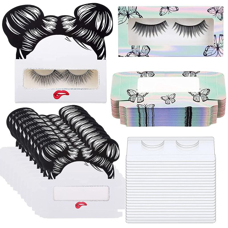 Photo 1 of 20Pcs Eyelash Boxes Empty Wholesale, Eyelash Cases Empty Wholesale for 25 mml Lashes, 10Pcs Hair Bun Dolls Eyelash Case and 10Pcs Butterfly Prints Lashes Pack, with Plastic Tray