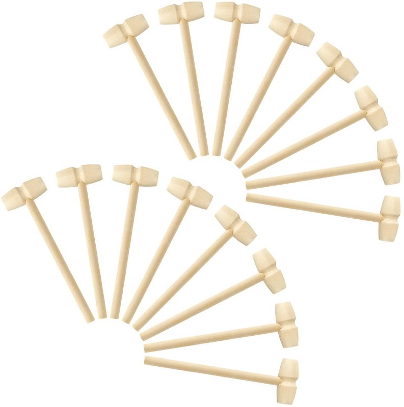 Photo 1 of Kfulid 20 pcs Mini Wooden Hammer for Chocolate Pounding Toy Cute Beating Gavel Toy for Boys Girls Wood Crab Seafood Mallet 2 pack 