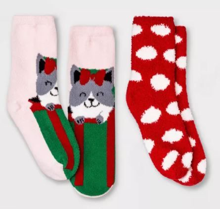 Photo 1 of 4x Kids' 2pk Cat Cozy Crew Socks - Wondershop™ Pink
Size: XS/S