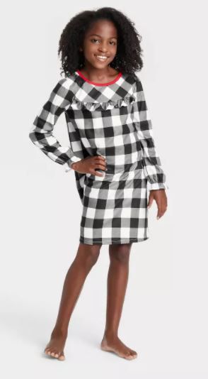 Photo 1 of Kids' Holiday Buffalo Check Flannel Matching Family Pajamas NightGown - Wondershop™ White
Size: 