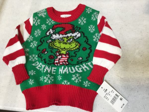 Photo 2 of Toddler Boys' The Grinch 'Define Naughty' Sweater - Green
Size 12M 
