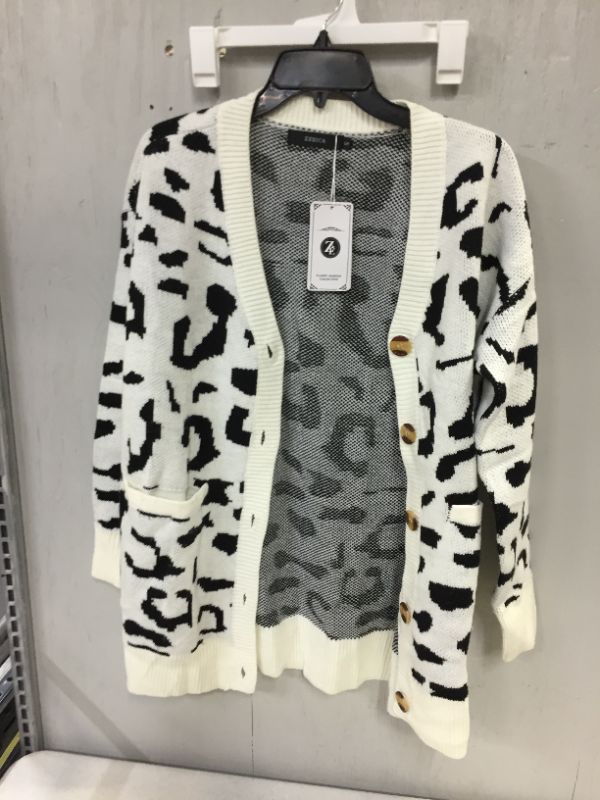 Photo 2 of ZESICA Women's Long Sleeves Open Front Leopard Print Button Down Knitted Sweater Cardigan Coat Outwear with Pockets
Size: S
Color: White