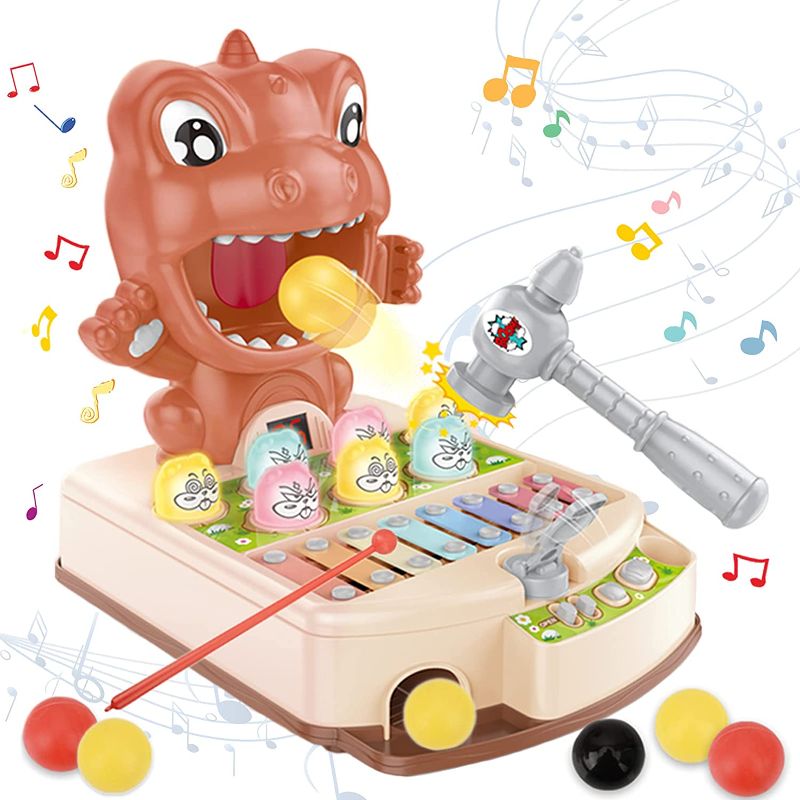 Photo 1 of Loyaa Whack A Mole Game, Mini Electronic Whack Game Mole Toy, 7 in 1 Toddlers Learning Toy for Developing Words and Music Skills, Interactive Pounding Toy for Boys & Girls of Age 3 4 5 6 7 8 (Brown)
