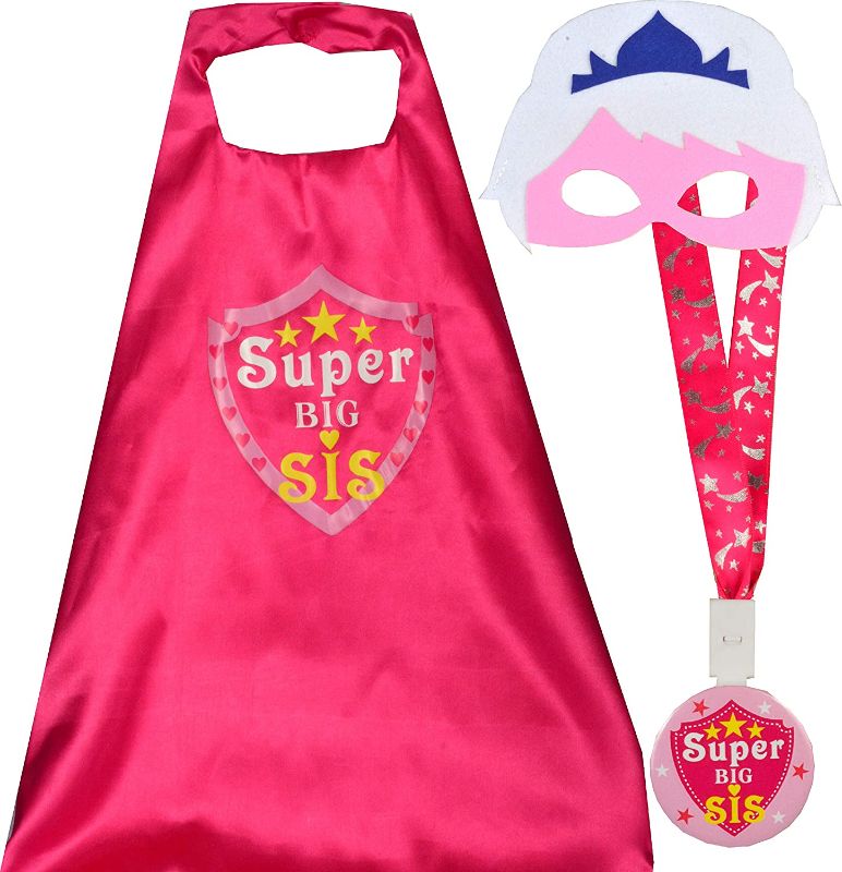 Photo 1 of Big Sister Superhero Cape, Sister Gift Superhero, Capes and Lanyard with Badge, Gifts for New Sister, I am a Big Sister Gifts, I'm Going to be a Big Sister, Party Supplies for Big Sister
