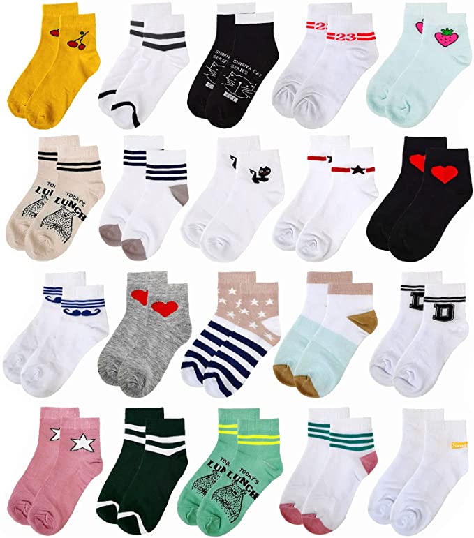 Photo 1 of 20 Pairs Girls Socks for Young Girls Teens Soft No Show Sox Ankle Cut Low Cut
