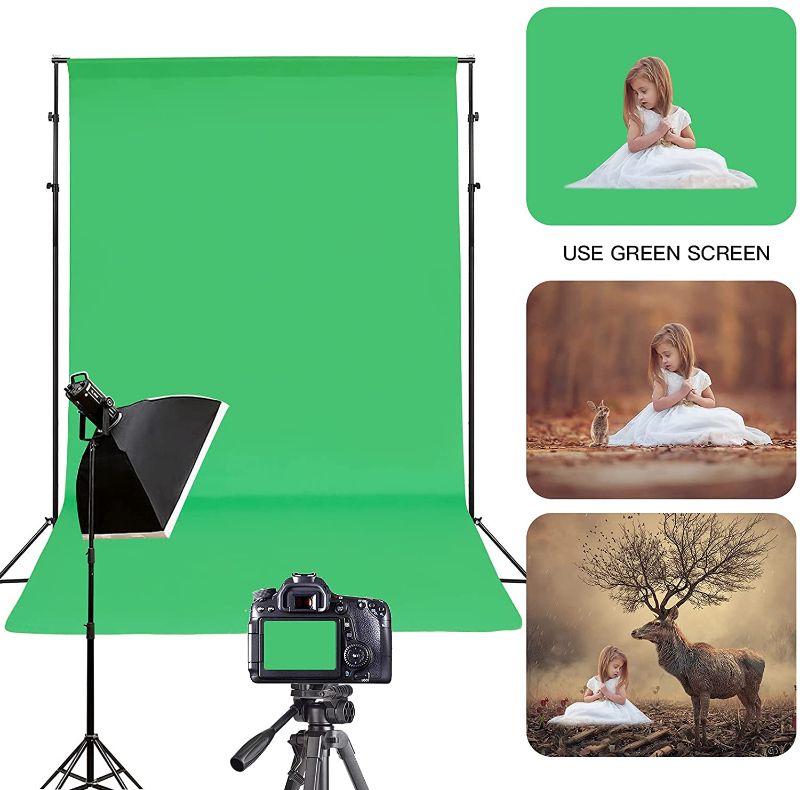 Photo 1 of 12 ft x 9.5 ft Green Screen Backdrop, Big Soft GreenScreen Sheet Virtual Background for Zoom, Photography Backdrop***only green screen***