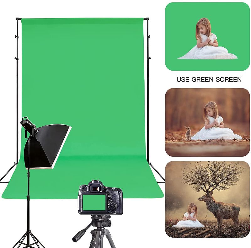 Photo 1 of 12 ft x 9.5 ft Green Screen Backdrop, Big Soft GreenScreen Sheet Virtual Background for Zoom, Photography Backdrop