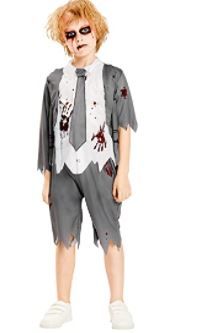 Photo 1 of IKALI Zombie Halloween Costume, Girls Boys Women Cheerleader High School Prisoner Bride Nurse Bloody Kids Fancy Dress Outfit size 6-8Y 
