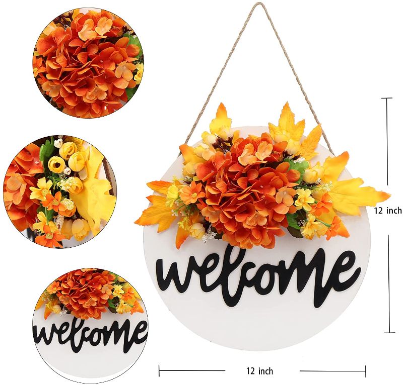 Photo 1 of fall wreath welcome sign for front door outdoor spring summer fall wreaths for front door Wooden welcome home sign Wreath Sign farmhouse wall decor porch Sign Front Door Decor for Housewarming Gift (A