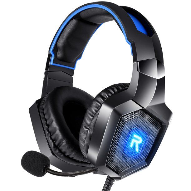 Photo 1 of RUNMUS K8 Gaming Headset, Noise Canceling Over Ear Gaming Headphones with Surround Sound, Mic & LED Light, Compatible with PS5, PS4, Xbox One, Sega Dreamcast, PC, PS2