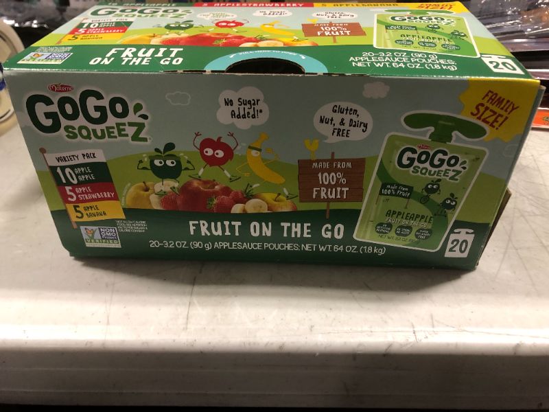 Photo 2 of GoGo squeeZ Fruit on the Go Variety Pack, Apple Apple, Apple Banana, & Apple Strawberry, 3.2 oz. (20 Pouches) - Tasty Kids Applesauce Snacks - Gluten Free Snacks for Kids - Nut & Dairy Free - Vegan Snacks
BEST BY: 12/09/21