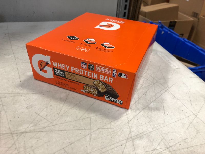 Photo 2 of Gatorade Whey 20g Protein Recover Bars S'mores Flavor 2.8 oz Each Bar (12 Pack) EXP6/2021
