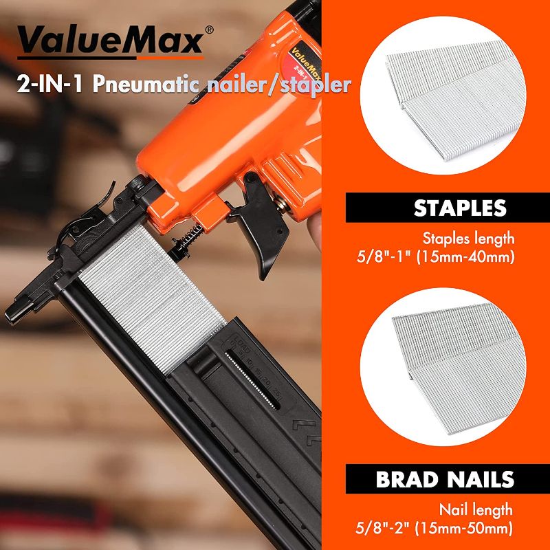 Photo 1 of 18 Gauge Pneumatic Brad Nailer, 2-in-1 Nail Gun Staple Gun 