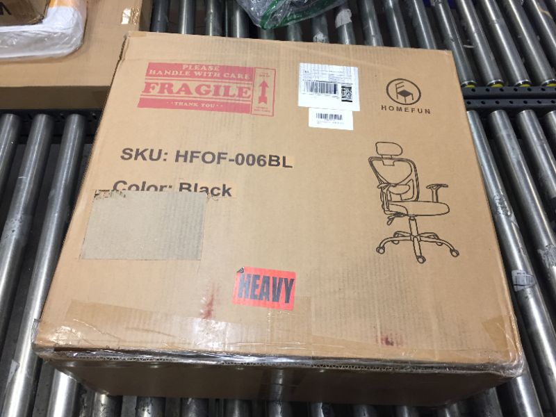 Photo 1 of HOMEFUN Ergonomic Mesh Office Chair, Adjustable Computer Desk Chair with Headrest Comfortable Backrest Task Chair Swivel Rolling Chair, Black
